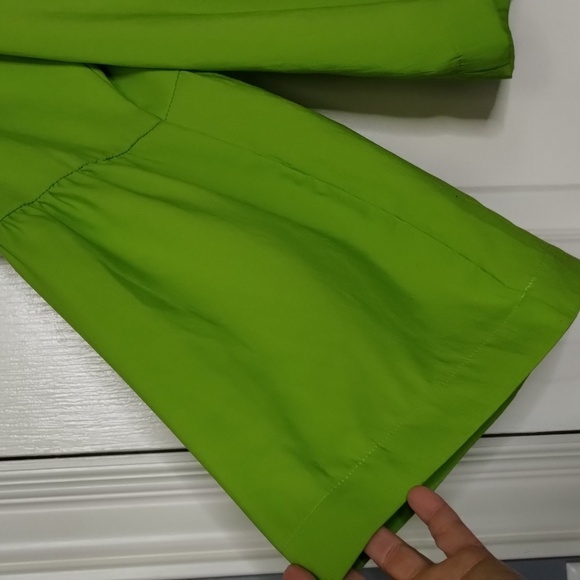 nanette lepore neon green wide arm blouse pleated front size 10 - Picture 4 of 12